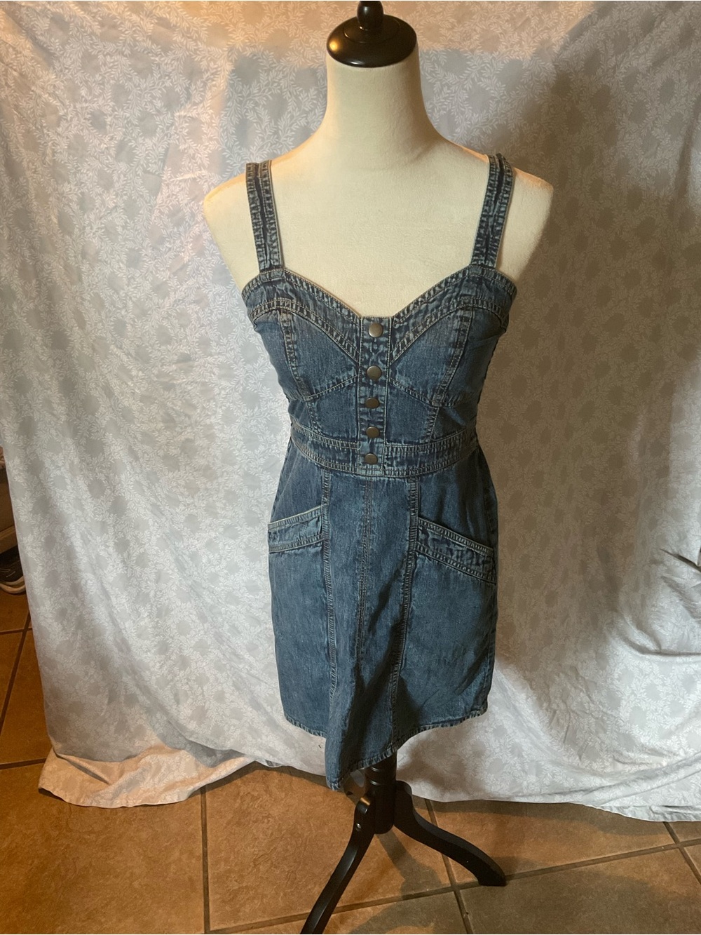 Japna Indigo Denim Button-Front Mini Dress